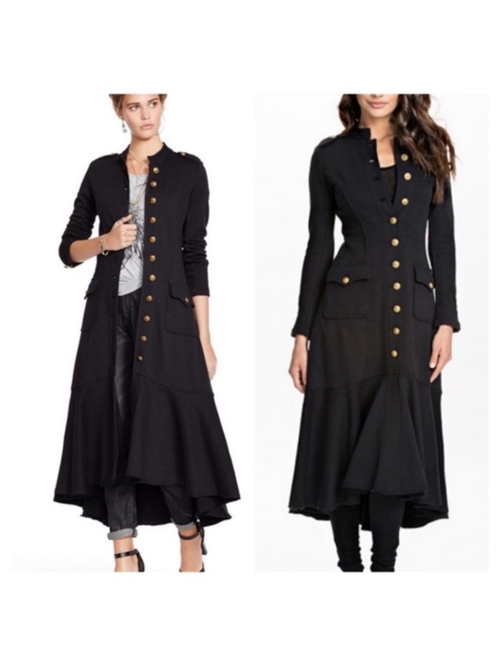 RARE Denim & Supply Ralph Lauren Black Duster Coat  with Gold Buttons
